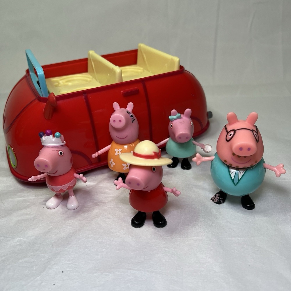 Peppa Pig Family and Friends With Red Car Pre-owned Jazwares 2003 Lot